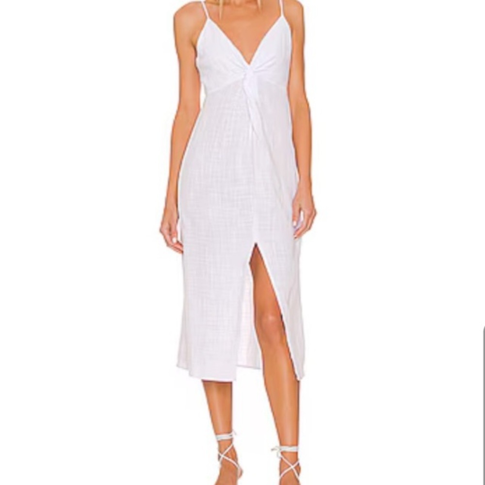 BB Dakota White Midi Dress with Slit